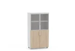 Ofis Dolap İki Cam Kapaklı Bej Çapraz