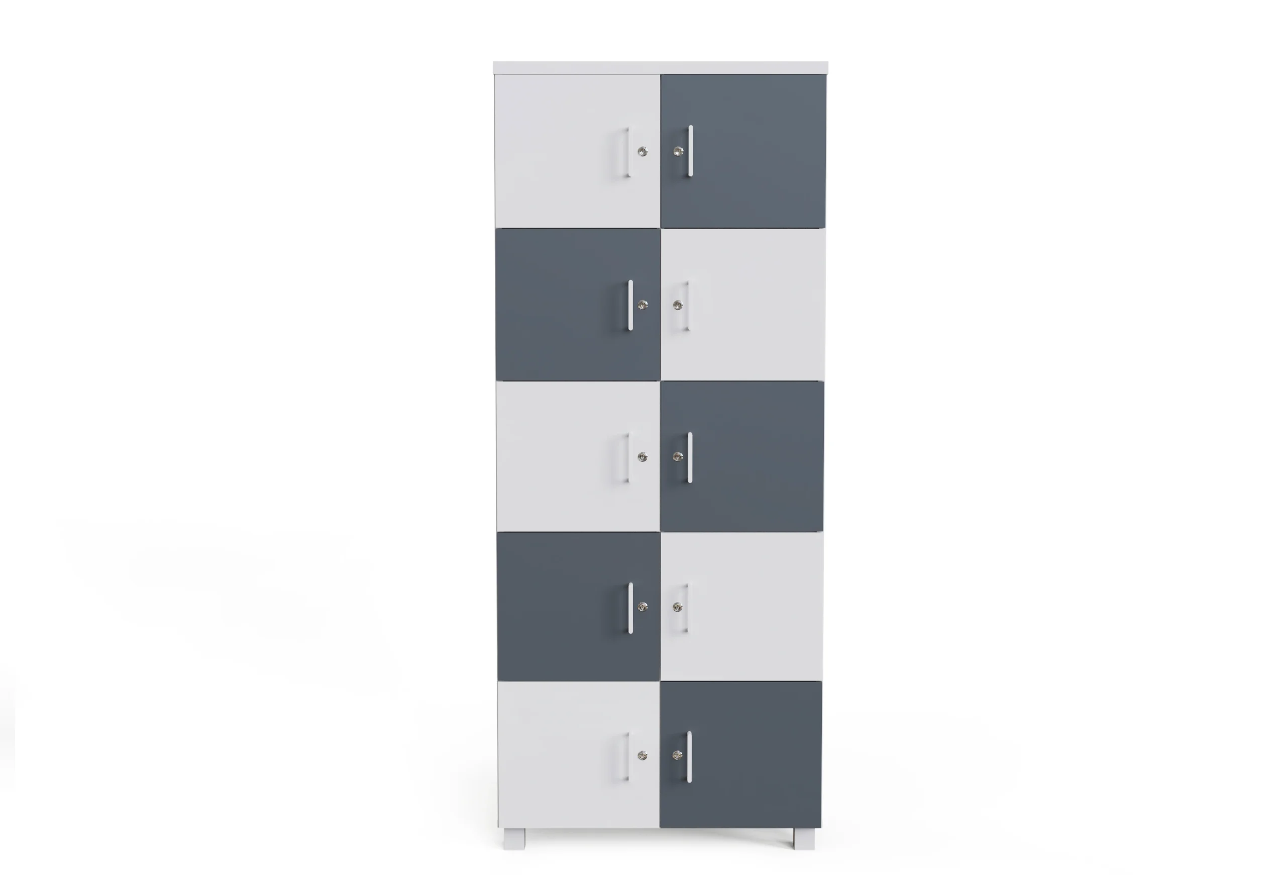 Proje Dolabı 10 Dolap Beyaz Antrasit Ön