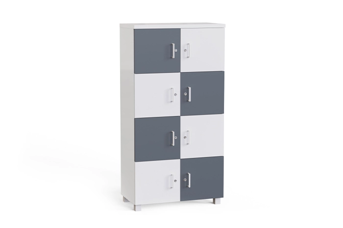 8'Li Proje Dolabı Beyaz Antrasit Çapraz